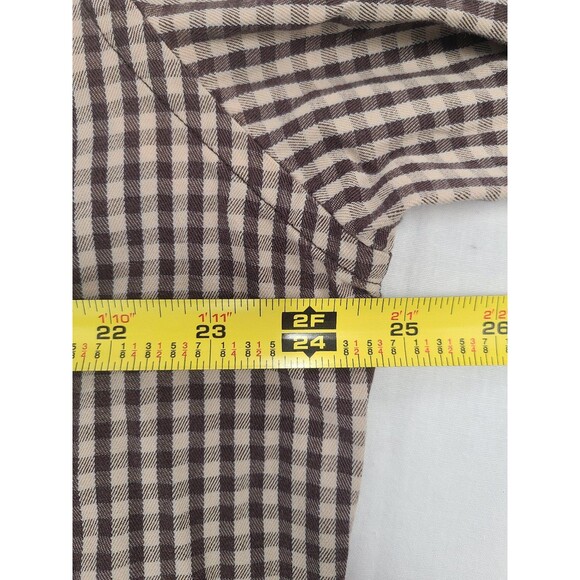 Banana Republic Mens Size L Brown Check Button Down Shirt Long Sleeve - Picture 7 of 9